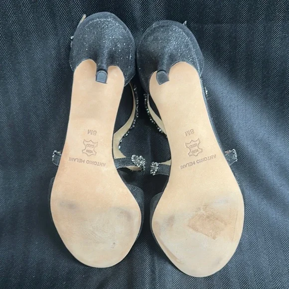 Silver Strappy 3” Heels with rhinestone straps Antonio Melani - Picture 7 of 11